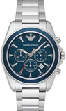 Buy Shop Emporio Armani Sportivo Chronograph Blue Dial Silver Steel Strap Watch For Men - AR6091 USA Online