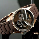 Buy Shop Emporio Armani Sportivo Chronograph Brown Dial Brown Silicone Strap Watch For Men - AR5891 USA Online