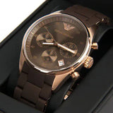 Buy Shop Emporio Armani Sportivo Chronograph Brown Dial Brown Silicone Strap Watch For Men - AR5891 USA Online