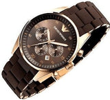 Buy Shop Emporio Armani Sportivo Chronograph Brown Dial Brown Silicone Strap Watch For Men - AR5891 USA Online