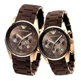Buy Shop Emporio Armani Sportivo Chronograph Brown Dial Brown Silicone Strap Watch For Men - AR5891 USA Online