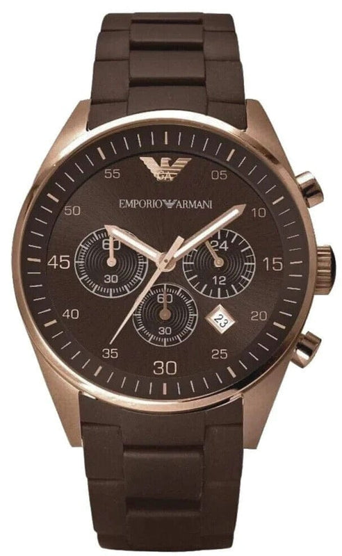Buy Shop Emporio Armani Sportivo Chronograph Brown Dial Brown Silicone Strap Watch For Men - AR5891 USA Online