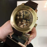 Buy Shop Emporio Armani Sportivo Chronograph Gold Dial Brown Leather Strap Watch for Men - AR6062 USA Online