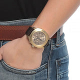 Buy Shop Emporio Armani Sportivo Chronograph Gold Dial Brown Leather Strap Watch for Men - AR6062 USA Online
