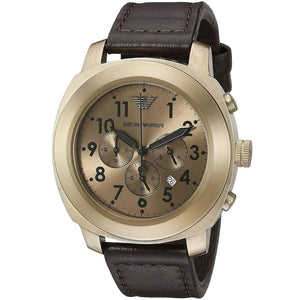 Buy Shop Emporio Armani Sportivo Chronograph Gold Dial Brown Leather Strap Watch for Men - AR6062 USA Online