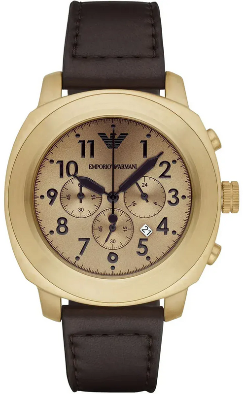 Buy Shop Emporio Armani Sportivo Chronograph Gold Dial Brown Leather Strap Watch for Men - AR6062 USA Online