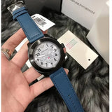 Buy Shop Emporio Armani Sportivo Chronograph Silver Dial Blue Leather Strap Watch for Men - AR6086 USA Online