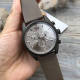Buy Shop Emporio Armani Sportivo Chronograph Silver Dial Brown Leather Strap Watch For Men - AR6076 USA Online