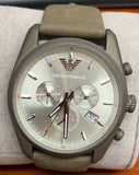 Buy Shop Emporio Armani Sportivo Chronograph Silver Dial Brown Leather Strap Watch For Men - AR6076 USA Online