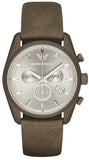 Buy Shop Emporio Armani Sportivo Chronograph Silver Dial Brown Leather Strap Watch For Men - AR6076 USA Online