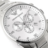 Buy Shop Emporio Armani Sportivo Chronograph Silver Dial Silver Steel Strap Watch For Men - AR5963 USA Online