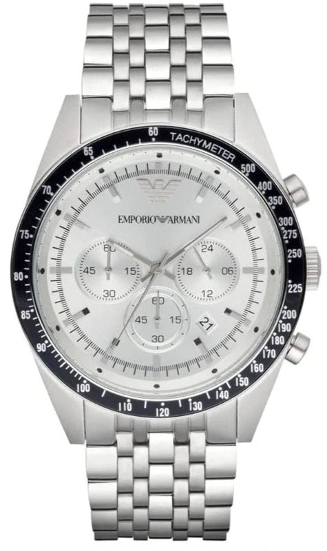 Buy Shop Emporio Armani Sportivo Chronograph Silver Dial Silver Steel Strap Watch For Men - AR6073 USA Online