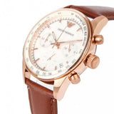 Buy Shop Emporio Armani Sportivo Chronograph White Dial Brown Leather Strap Watch For Men - AR5996 USA Online