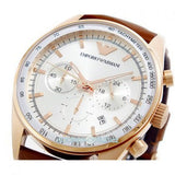 Buy Shop Emporio Armani Sportivo Chronograph White Dial Brown Leather Strap Watch For Men - AR5996 USA Online
