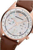 Buy Shop Emporio Armani Sportivo Chronograph White Dial Brown Leather Strap Watch For Men - AR5996 USA Online