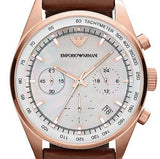 Buy Shop Emporio Armani Sportivo Chronograph White Dial Brown Leather Strap Watch For Men - AR5996 USA Online