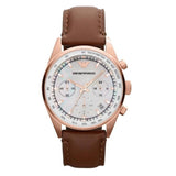 Buy Shop Emporio Armani Sportivo Chronograph White Dial Brown Leather Strap Watch For Men - AR5996 USA Online