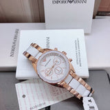 Buy Shop Emporio Armani Sportivo White Dial Rose Gold & White Steel Strap Watch For Women - AR5942 USA Online