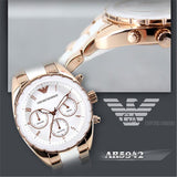 Buy Shop Emporio Armani Sportivo White Dial Rose Gold & White Steel Strap Watch For Women - AR5942 USA Online