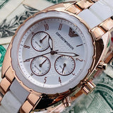 Buy Shop Emporio Armani Sportivo White Dial Rose Gold & White Steel Strap Watch For Women - AR5942 USA Online