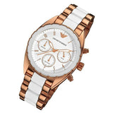 Buy Shop Emporio Armani Sportivo White Dial Rose Gold & White Steel Strap Watch For Women - AR5942 USA Online