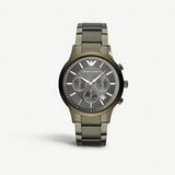 Emporio Armani Renato Chronograph Quartz Grey Dial Green Steel Strap  Watch For Men - AR11117