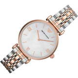 Buy Shop Emporio Armani T Bar Gianni Classic Mother Of Pearl Dial Two Tone Steel Strap Watch For Women - AR1683 USA Online