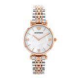 Buy Shop Emporio Armani T Bar Gianni Classic Mother Of Pearl Dial Two Tone Steel Strap Watch For Women - AR1683 USA Online