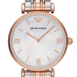 Buy Shop Emporio Armani T Bar Gianni Classic Mother Of Pearl Dial Two Tone Steel Strap Watch For Women - AR1683 USA Online