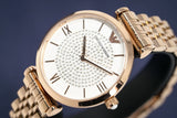 Buy Shop Emporio Armani T-Bar Gianni Crystal Pave Dial Rose Gold Steel Strap Watch For Women - AR11244 USA Online