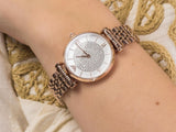 Buy Shop Emporio Armani T-Bar Gianni Crystal Pave Dial Rose Gold Steel Strap Watch For Women - AR11244 USA Online