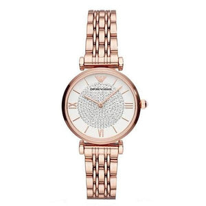 Buy Shop Emporio Armani T-Bar Gianni Crystal Pave Dial Rose Gold Steel Strap Watch For Women - AR11244 USA Online
