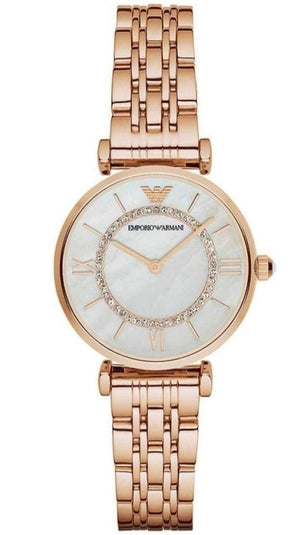 Buy Shop Emporio Armani T-Bar Gianni Crystal Pave Dial Rose Gold Steel Strap Watch For Women - AR11244 USA Online
