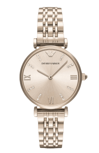 Buy Shop Emporio Armani T-Bar Gianni Rose Gold Dial Rose Gold Steel Strap Watch For Women - AR11059 USA Online