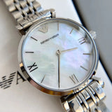 Buy Shop Emporio Armani T Bar Mother of Pearl Dial Steel Strap Watch For Women - AR1682 USA Online
