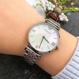 Buy Shop Emporio Armani T Bar Mother of Pearl Dial Steel Strap Watch For Women - AR1682 USA Online