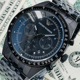 Buy Shop Emporio Armani Tazio Chronograph Black Dial Black Steel Strap Watch For Men - AR5989 USA Online