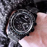 Buy Shop Emporio Armani Tazio Chronograph Black Dial Black Steel Strap Watch For Men - AR5989 USA Online