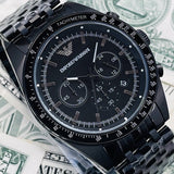 Buy Shop Emporio Armani Tazio Chronograph Black Dial Black Steel Strap Watch For Men - AR5989 USA Online