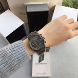 Buy Shop Emporio Armani Tazio Chronograph Black Dial Brown Silicone Strap Watch for Men - AR5990 USA Online