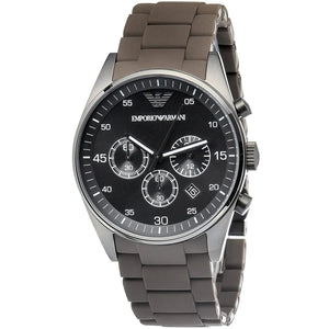 Buy Shop Emporio Armani Tazio Chronograph Black Dial Brown Silicone Strap Watch for Men - AR5990 USA Online