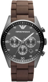 Buy Shop Emporio Armani Tazio Chronograph Black Dial Brown Silicone Strap Watch for Men - AR5990 USA Online
