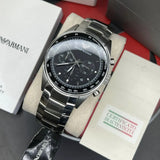Buy Shop Emporio Armani Tazio Chronograph Black Dial Silver Steel Strap Watch for Men - AR5980 USA Online