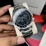 Buy Shop Emporio Armani Tazio Chronograph Black Dial Silver Steel Strap Watch for Men - AR5980 USA Online