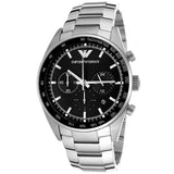 Buy Shop Emporio Armani Tazio Chronograph Black Dial Silver Steel Strap Watch for Men - AR5980 USA Online