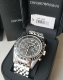 Buy Shop Emporio Armani Tazio Chronograph Black Dial Silver Steel Strap Watch For Men - AR5988 USA Online