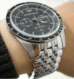 Buy Shop Emporio Armani Tazio Chronograph Black Dial Silver Steel Strap Watch For Men - AR5988 USA Online