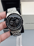 Buy Shop Emporio Armani Tazio Chronograph Black Dial Silver Steel Strap Watch For Men - AR5988 USA Online