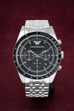 Buy Shop Emporio Armani Tazio Chronograph Black Dial Silver Steel Strap Watch For Men - AR5988 USA Online