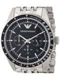 Buy Shop Emporio Armani Tazio Chronograph Black Dial Silver Steel Strap Watch For Men - AR5988 USA Online